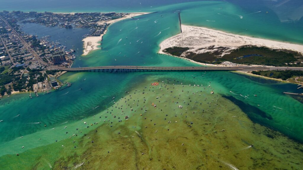 destin crab island and more aerial view
