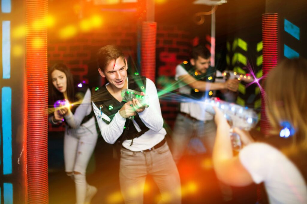 Group of kids playing laser tag